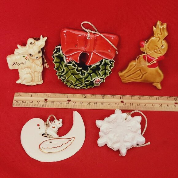 Vintage Ceramic Christmas Ornament Lot of 5 - Picture 5 of 11